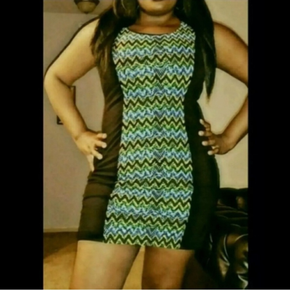 Kensie Black and Blue Sheath Mini Dress Sleeveless Scoop Neck - Picture 13 of 13